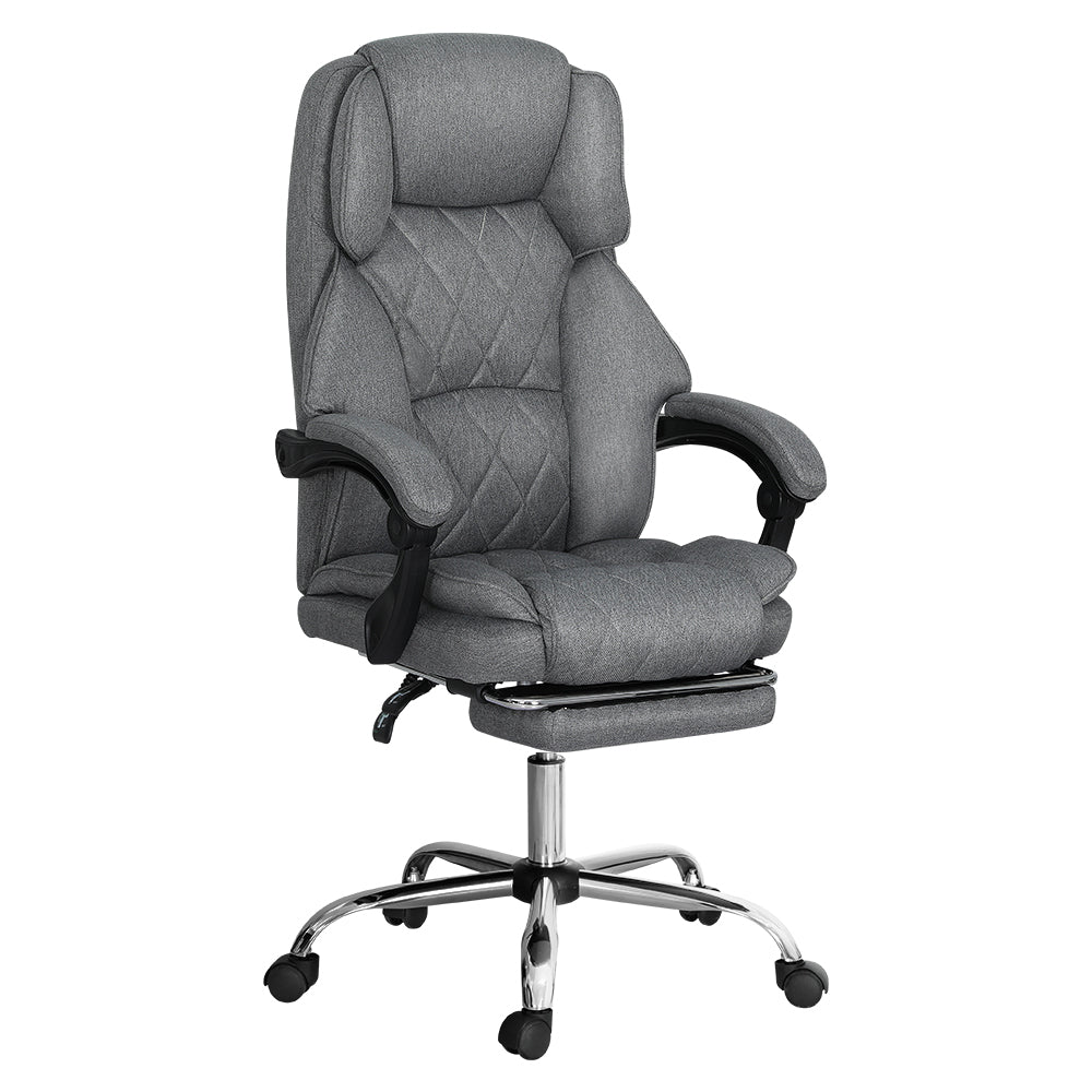 Artiss Executive Office Chair Fabric Footrest Grey Office Chairs