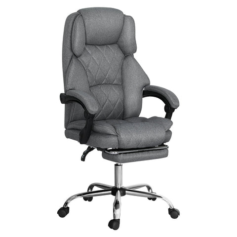 Artiss Executive Office Chair Fabric Footrest Grey Office Chairs