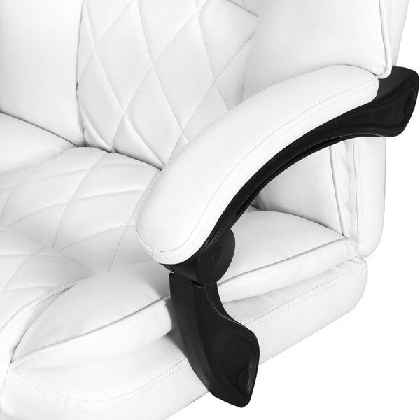 Artiss Executive Office Chair Leather Footrest White Office Chairs