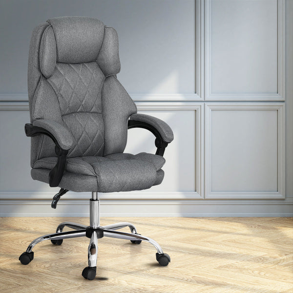 Artiss Executive Office Chair Fabric Recliner Grey Office Chairs