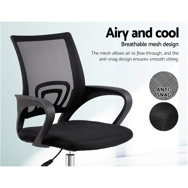 Artiss Office Chair Gaming Computer Mesh Chairs Executive Mid Back Black Office Chairs