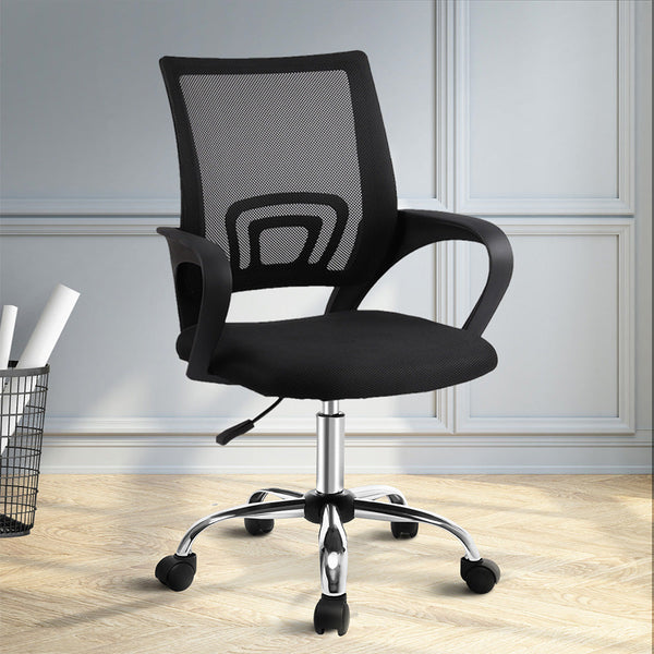 Artiss Office Chair Gaming Computer Mesh Chairs Executive Mid Back Black Office Chairs