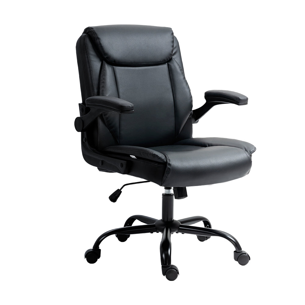 Artiss Office Chair Leather Computer Desk Chairs Executive Gaming Study Black Office Chairs