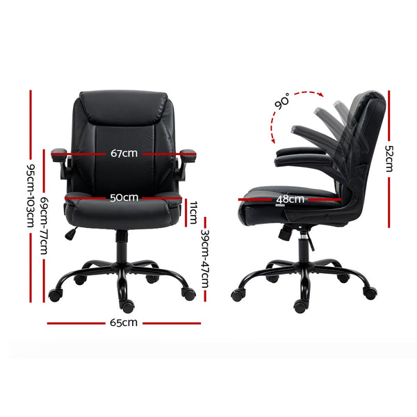 Office Chairs Artiss Office Chair Leather Computer Desk Chairs Executive Gaming Study Black