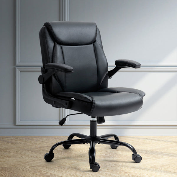 Office Chairs Artiss Office Chair Leather Computer Desk Chairs Executive Gaming Study Black