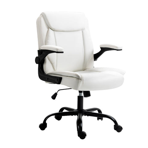 Artiss Office Chair Leather Computer Executive Chairs Gaming Study Desk White Office Chairs