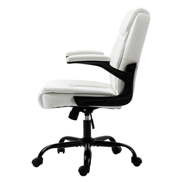 Artiss Office Chair Leather Computer Executive Chairs Gaming Study Desk White Office Chairs