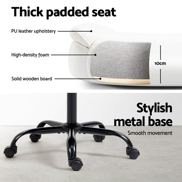 Artiss Office Chair Leather Computer Executive Chairs Gaming Study Desk White Office Chairs