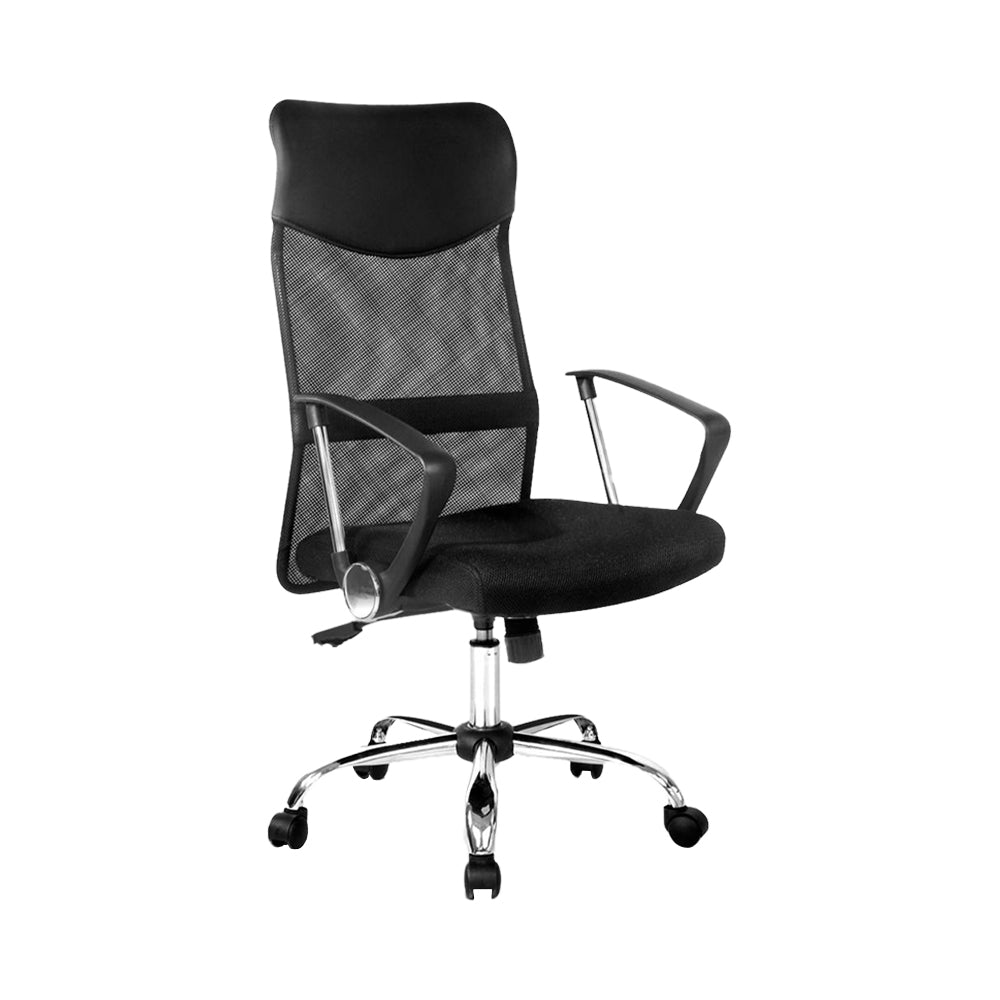 Artiss Pu Leather Mesh High Back Office Chair Black Office Chairs