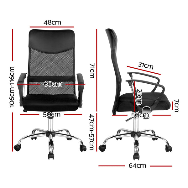 Artiss Pu Leather Mesh High Back Office Chair Black Office Chairs