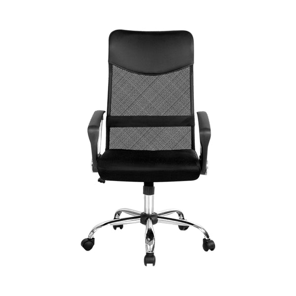 Artiss Pu Leather Mesh High Back Office Chair Black Office Chairs