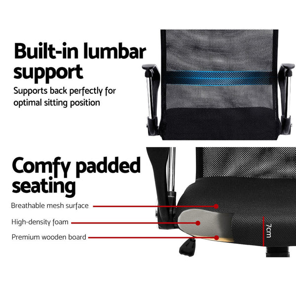 Artiss Pu Leather Mesh High Back Office Chair Black Office Chairs