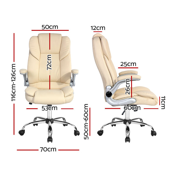 Artiss Kea Executive Office Chair Leather Beige Office Chairs