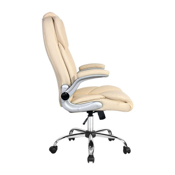 Artiss Kea Executive Office Chair Leather Beige Office Chairs