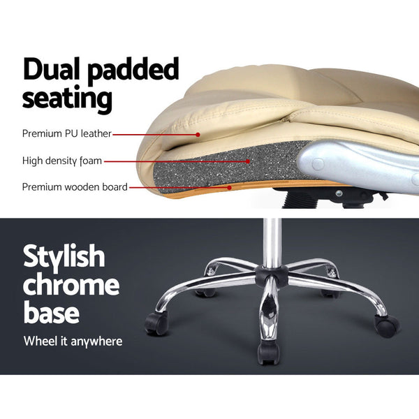 Artiss Kea Executive Office Chair Leather Beige Office Chairs