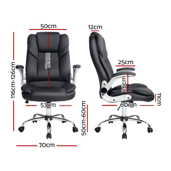 Artiss Kea Executive Office Chair Leather Black Office Chairs