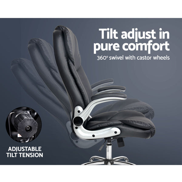 Artiss Kea Executive Office Chair Leather Black Office Chairs