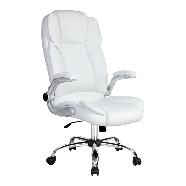 Artiss Kea Executive Office Chair Leather White Office Chairs