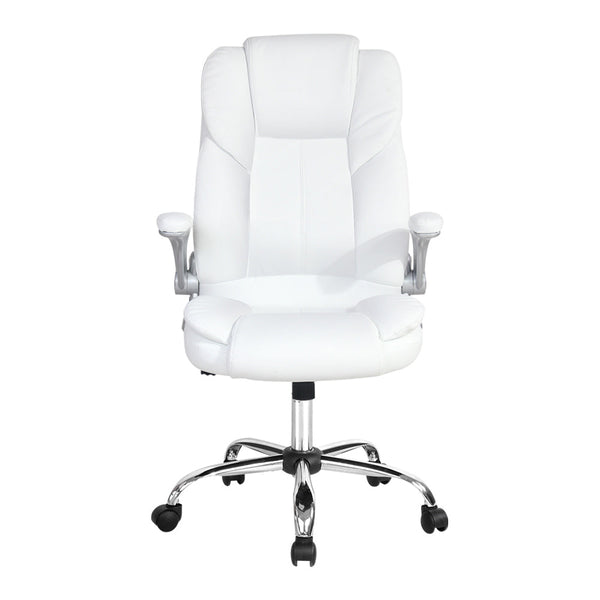 Artiss Kea Executive Office Chair Leather White Office Chairs