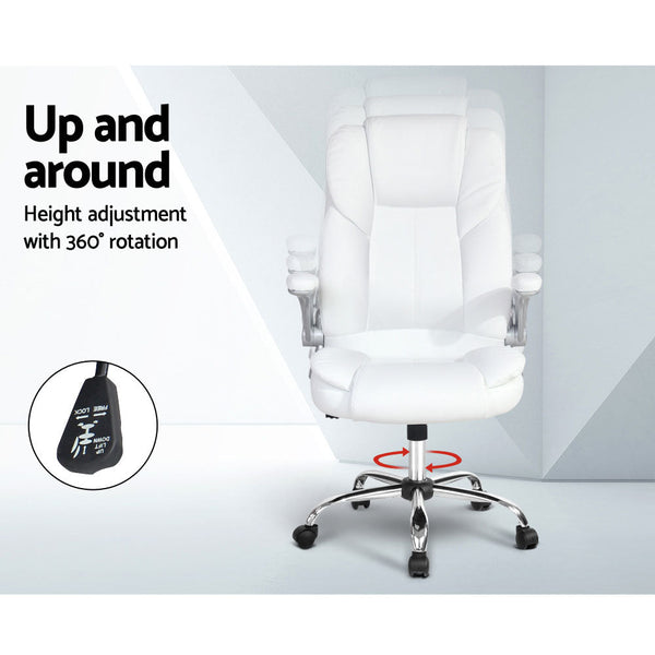 Artiss Kea Executive Office Chair Leather White Office Chairs