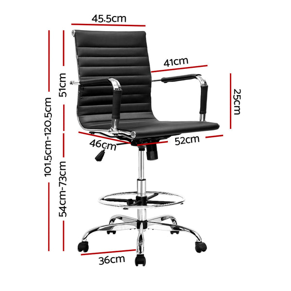 Artiss Office Chair Veer Drafting Stool Mesh Chairs Armrest Standing Desk Black Office Chairs