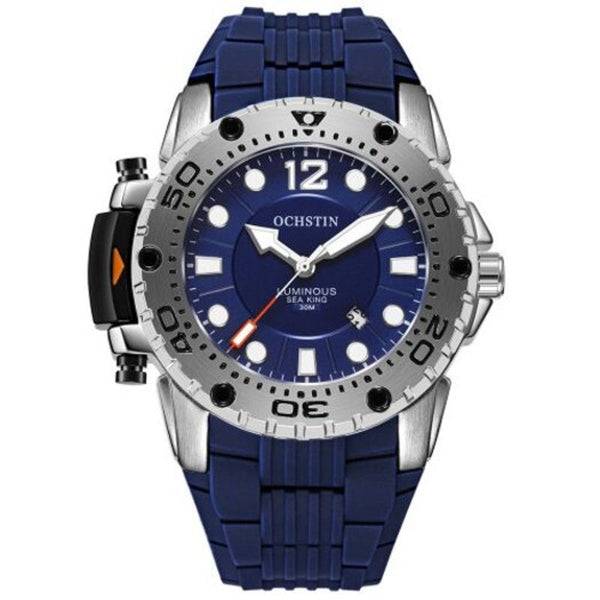 Veile Studios 6124 Men's Luminous Waterproof Outdoor Sports Watch Silicone Band Pin Buckle Quartz Wristwatch Blue Watches