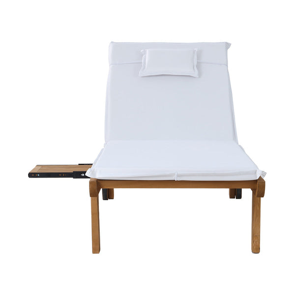 Gardeon 2 Piece Sun Lounge Lounger Outdoor Furniture Day Bed Wheel Patio White Loungers