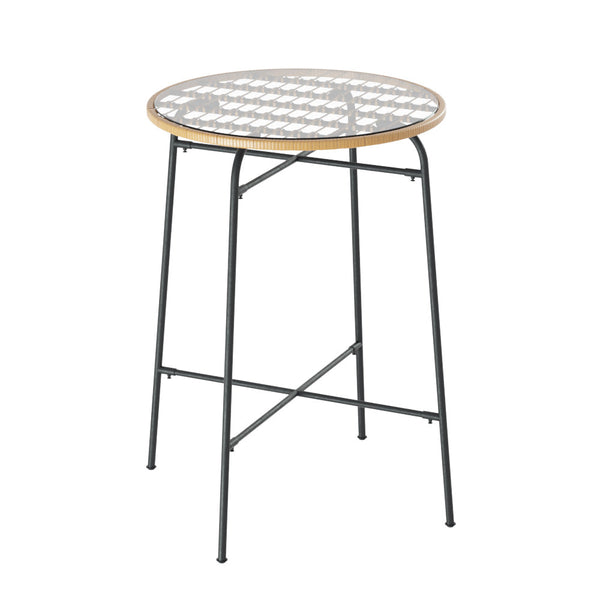 Gardeon Outdoor Bar Table Wicker Dining Bistro Patio Balcony Glass Steel Bar Tables