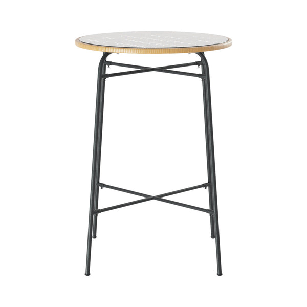 Gardeon Outdoor Bar Table Wicker Dining Bistro Patio Balcony Glass Steel Bar Tables
