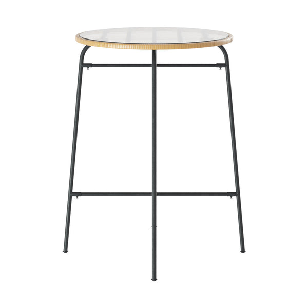 Gardeon Outdoor Bar Table Wicker Dining Bistro Patio Balcony Glass Steel Bar Tables