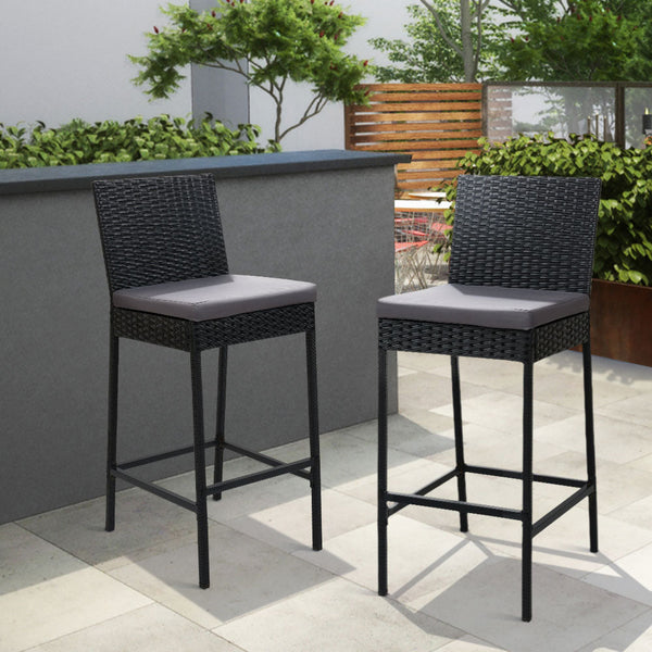 Gardeon Set Of 2 Outdoor Bar Stools Dining Chairs Wicker Furniture Benches Bar Stools
