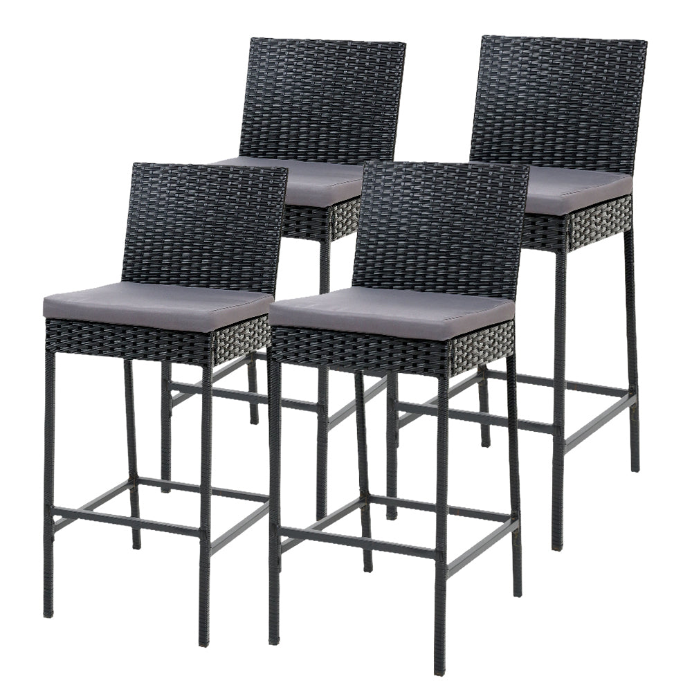 Gardeon Set Of 4 Outdoor Bar Stools Dining Chairs Wicker Furniture Handsome Benches Bar Stools