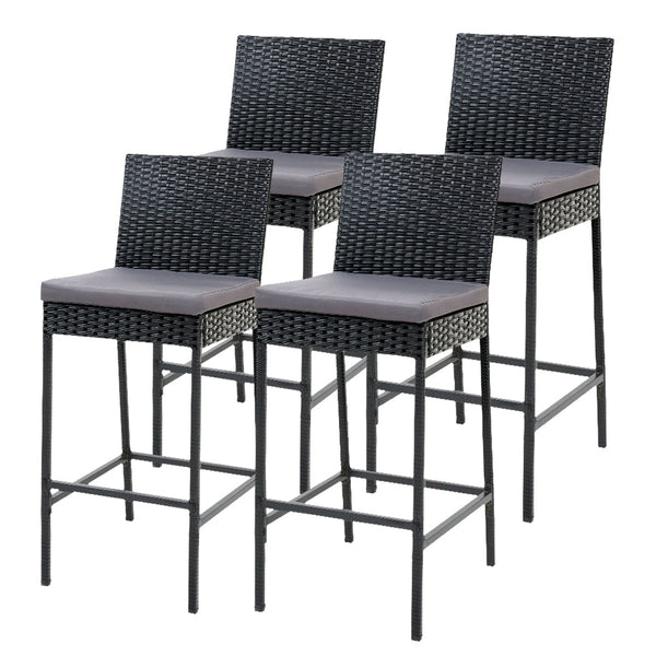 Gardeon Set Of 4 Outdoor Bar Stools Dining Chairs Wicker Furniture Handsome Benches Bar Stools