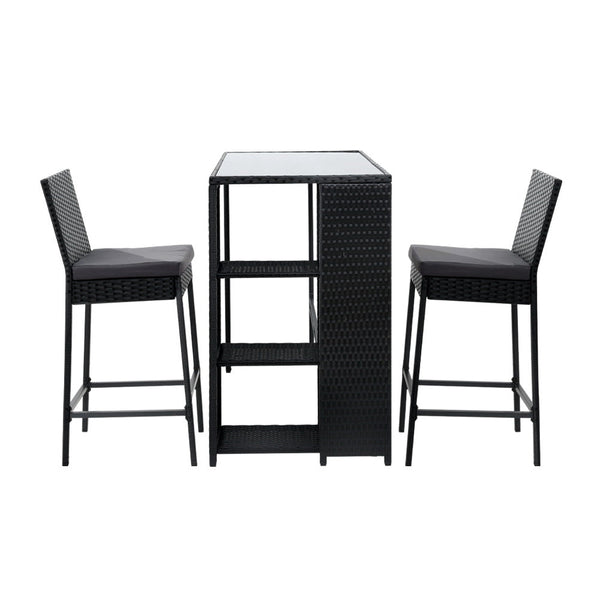 Gardeon 3 Pcs Outdoor Bar Table Stools Set Patio Furniture Dining Chairs Wicker Patio Furniture Sets