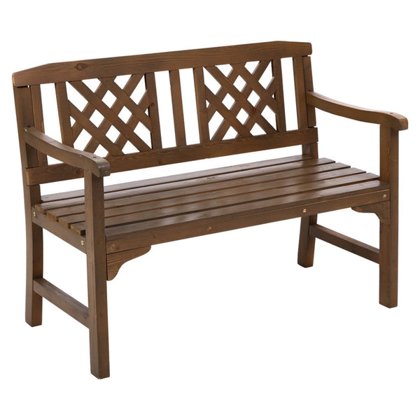 Gardeon Garden Bench 2 Seat Patio Furniture Timber Outdoor Lounge Chair Natural Patio Benches