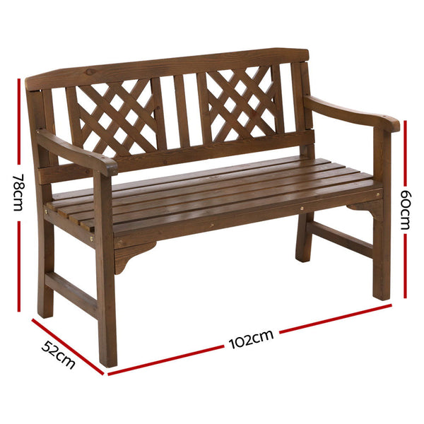 Gardeon Garden Bench 2 Seat Patio Furniture Timber Outdoor Lounge Chair Natural Patio Benches