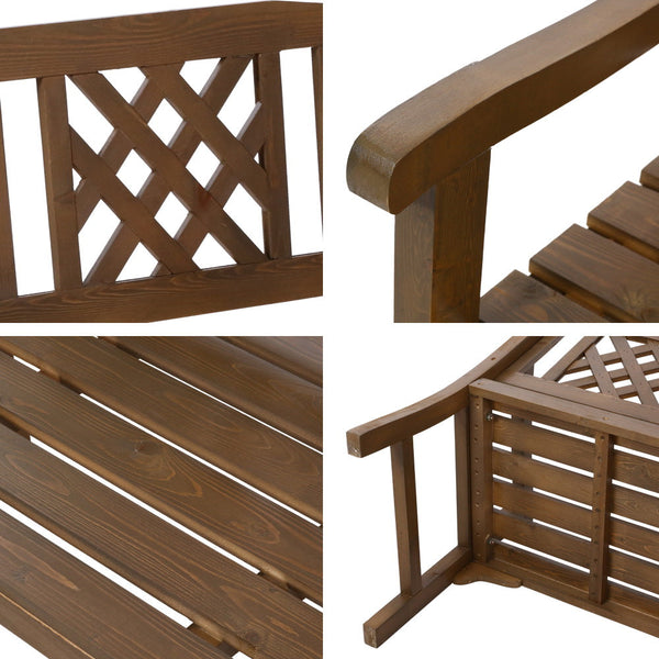 Gardeon Garden Bench 2 Seat Patio Furniture Timber Outdoor Lounge Chair Natural Patio Benches