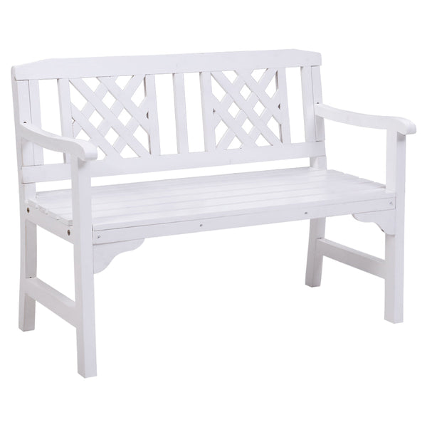 Gardeon Garden Bench 2 Seat Patio Furniture Timber Outdoor Lounge Chair White Patio Benches