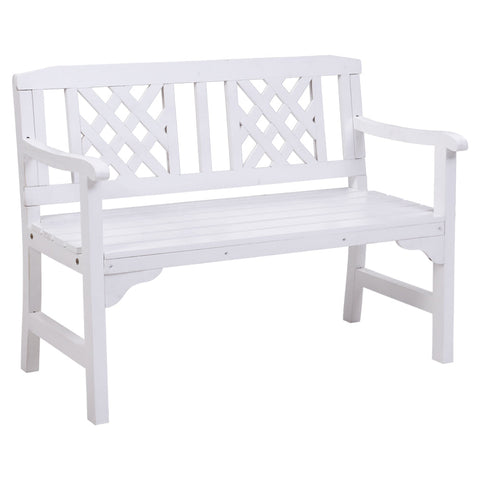Gardeon Garden Bench 2 Seat Patio Furniture Timber Outdoor Lounge Chair White Patio Benches