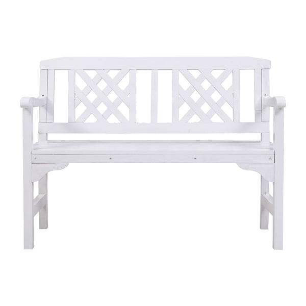 Gardeon Garden Bench 2 Seat Patio Furniture Timber Outdoor Lounge Chair White Patio Benches