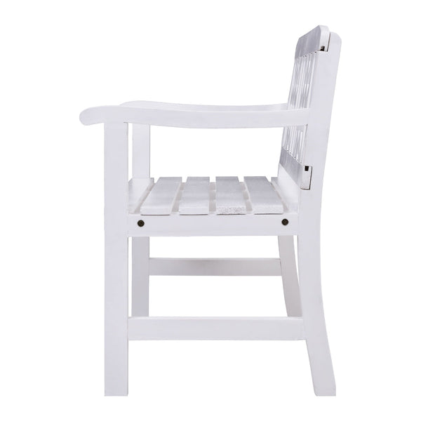 Gardeon Garden Bench 2 Seat Patio Furniture Timber Outdoor Lounge Chair White Patio Benches