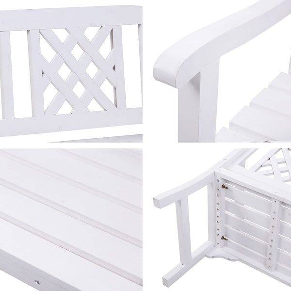 Gardeon Garden Bench 2 Seat Patio Furniture Timber Outdoor Lounge Chair White Patio Benches