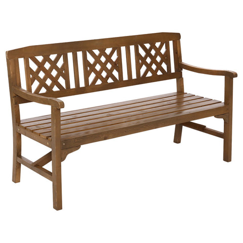 Gardeon Garden Bench 3 Seat Patio Furniture Timber Outdoor Lounge Chair Natural Patio Benches