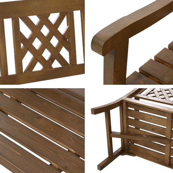 Gardeon Garden Bench 3 Seat Patio Furniture Timber Outdoor Lounge Chair Natural Patio Benches