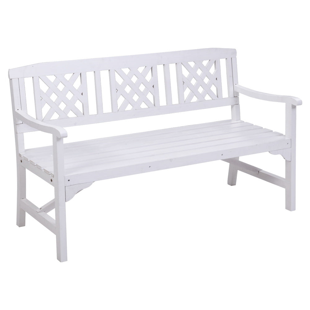 Gardeon Garden Bench 3 Seat Patio Furniture Timber Outdoor Lounge Chair White Patio Benches