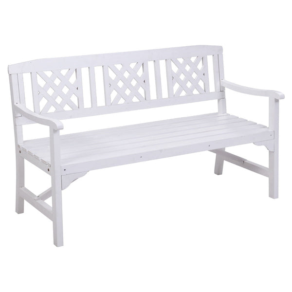 Gardeon Garden Bench 3 Seat Patio Furniture Timber Outdoor Lounge Chair White Patio Benches
