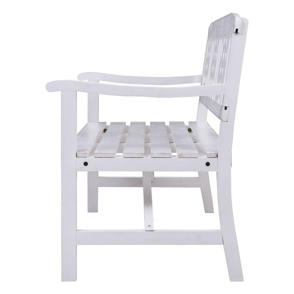 Gardeon Garden Bench 3 Seat Patio Furniture Timber Outdoor Lounge Chair White Patio Benches