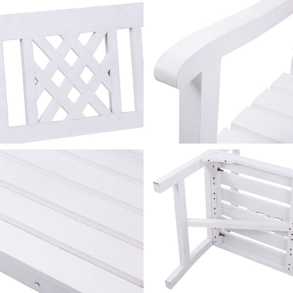 Gardeon Garden Bench 3 Seat Patio Furniture Timber Outdoor Lounge Chair White Patio Benches