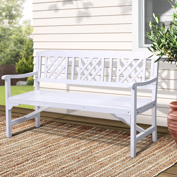 Gardeon Garden Bench 3 Seat Patio Furniture Timber Outdoor Lounge Chair White Patio Benches