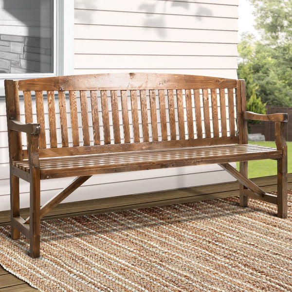 Gardeon Garden Bench Chair Natural Outdoor Furniture Dcor Patio Deck 3 Seater Patio Benches